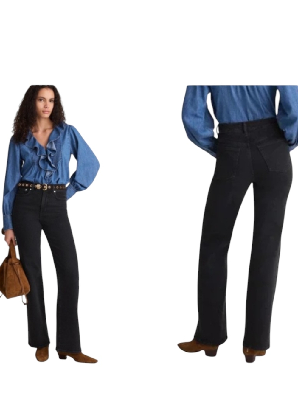 NWT Madewell The Wide Leg Jean Black Frost Tall Size 28T
